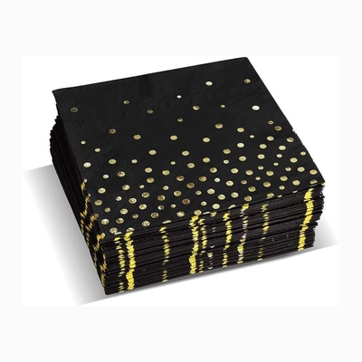 Recyclable Black Gold Foil Paper Napkin , Biodegradable Paper Dinner Napkins